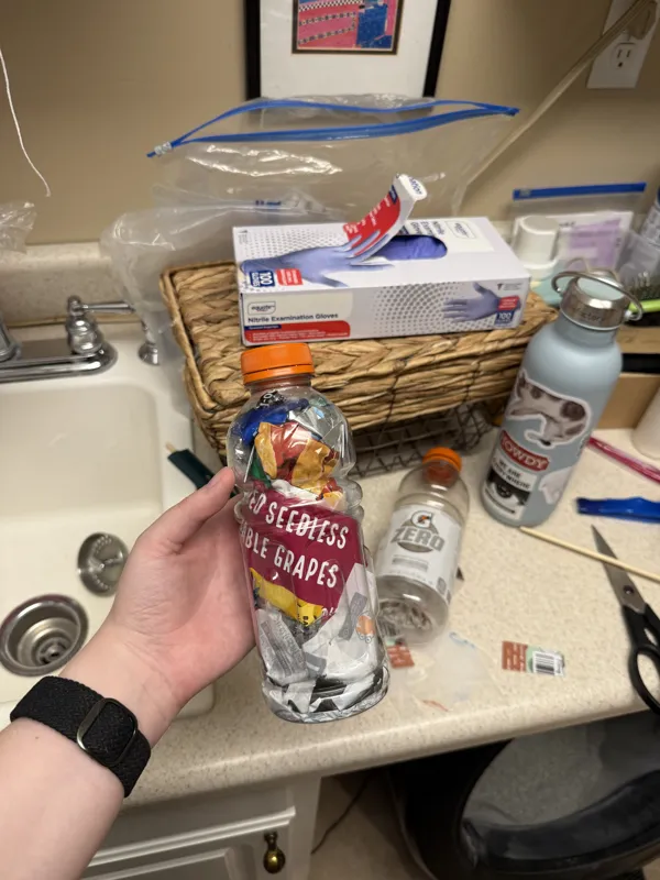 Eco Brick in action! “It’s amazing how much plastic I throw away in two weeks.”